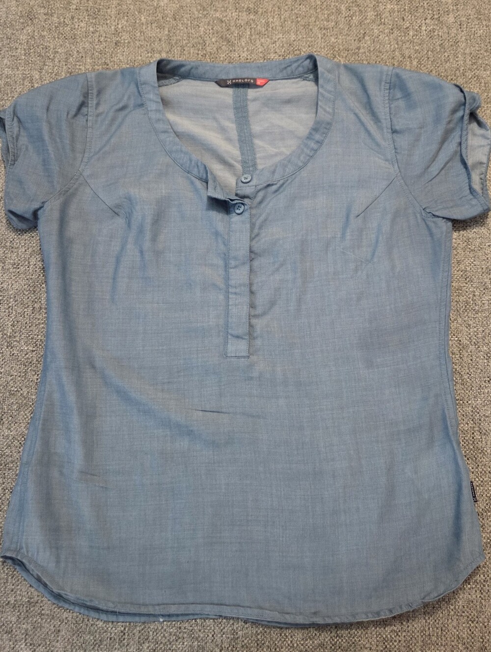 Haglofs Popver Henley Womans Top Chambray Blue Sz Medium